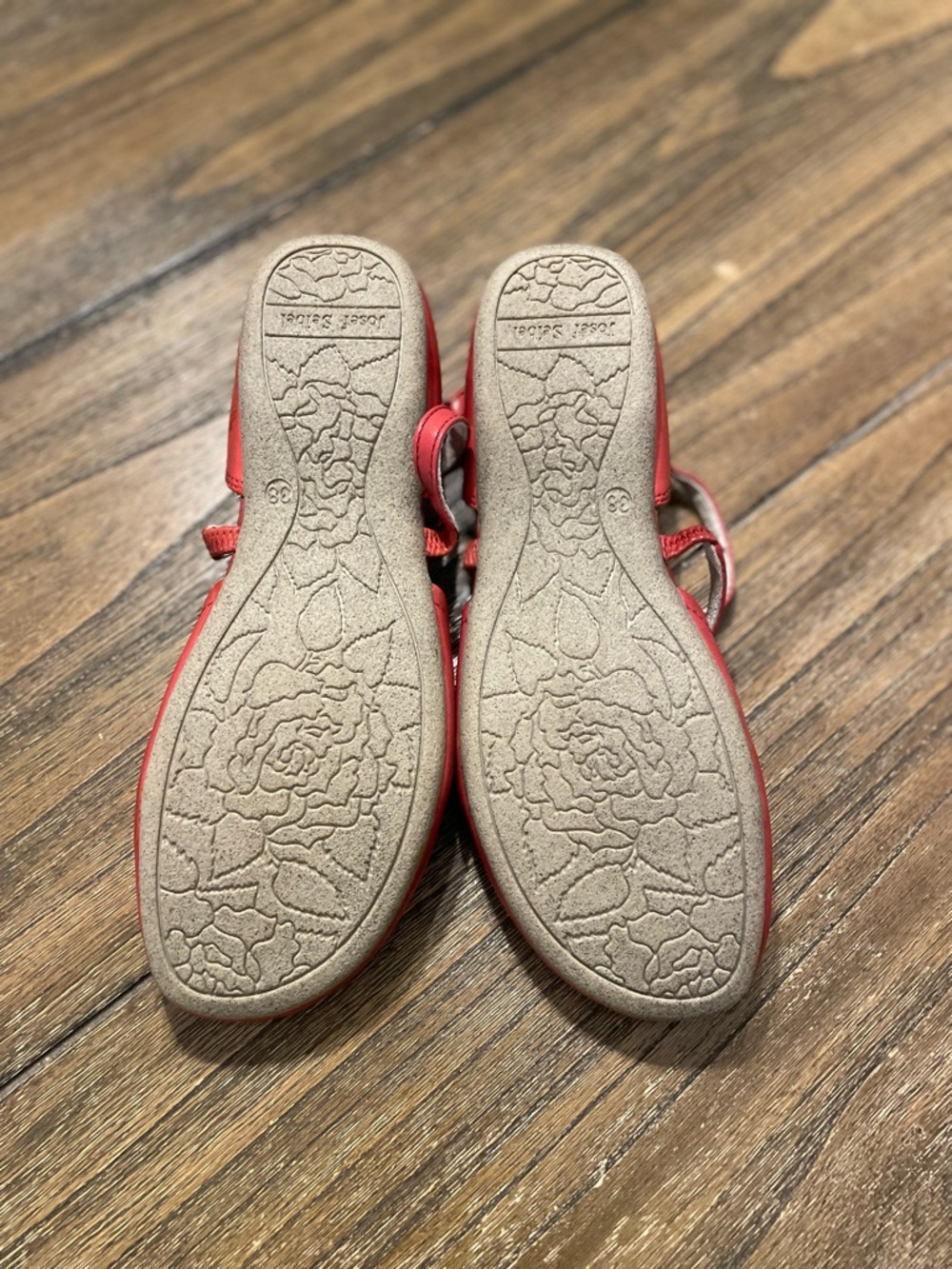 Josef Seibel Red Leather Pippa Mary Jane Shoes Size 38 US 7 Comfort Strap Flats - Picture 9 of 12